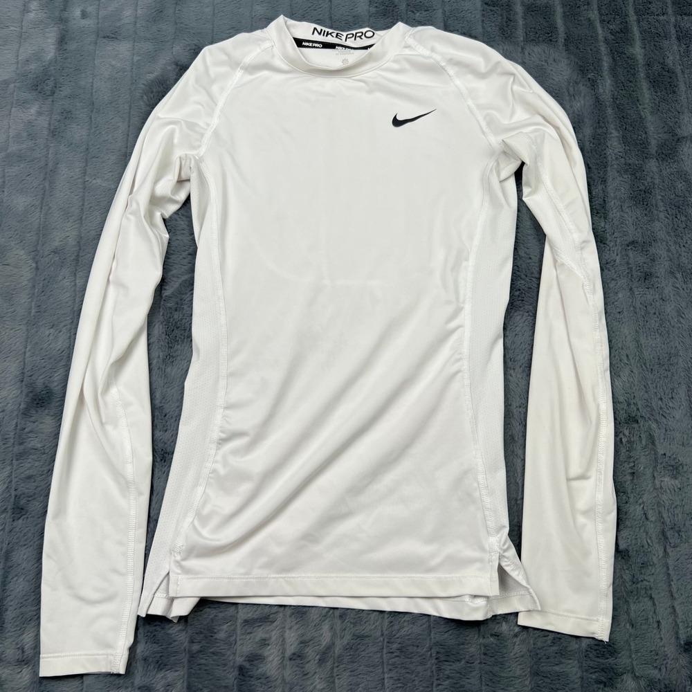 Nike Pro Dri-FIT Mens Small White Compression Long Sleeve Shirt 445591-477467